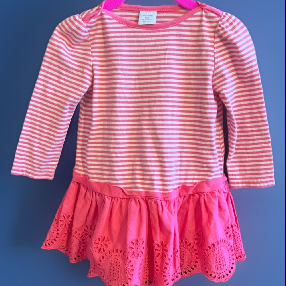 Baby Gap Pink Striped Long Sleeved Dress
